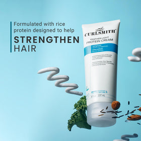 CURLSMITH label with rice protein and vegan certifications for clean formula