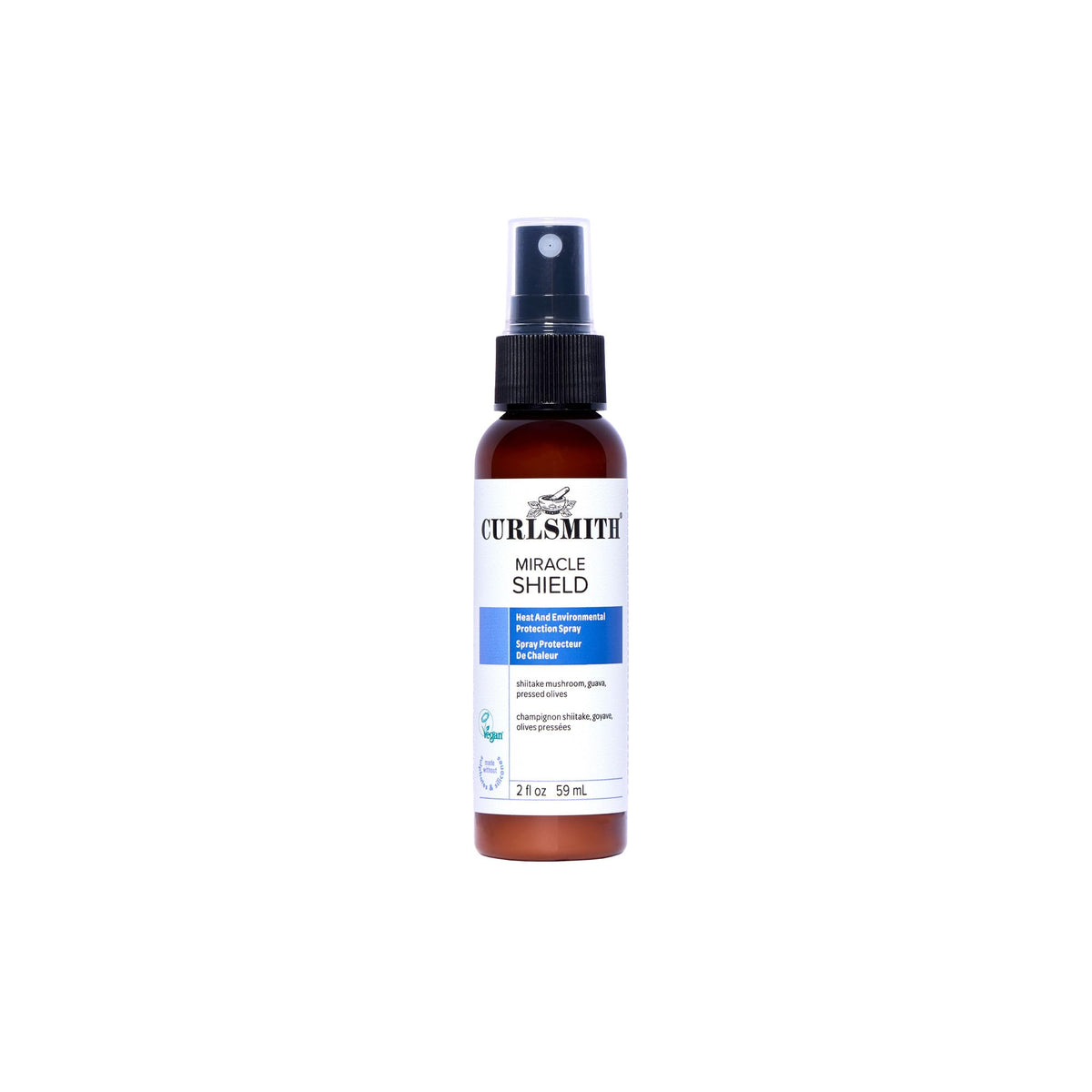 CURLSMITH front packaging of Miracle Shield showing compact 2 oz benefit