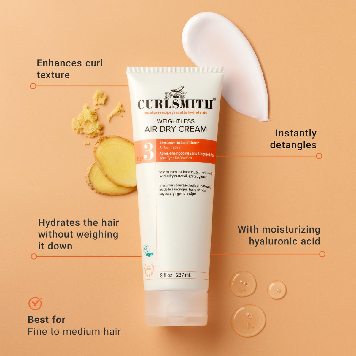 Curlsmith mini products in hand demonstrating travel-ready convenience and portability