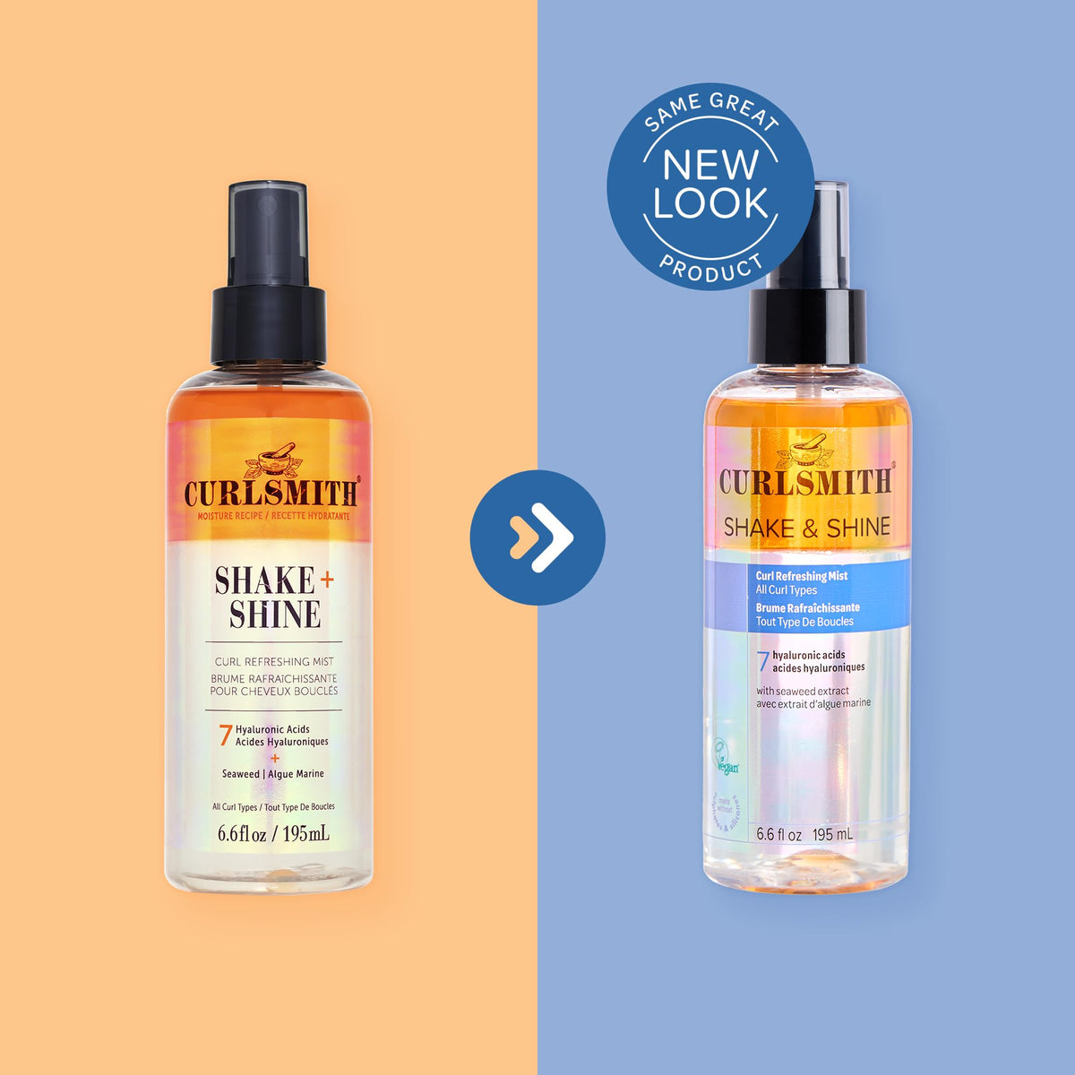 CURLSMITH mist sprayed onto curly hair to refresh and add movement