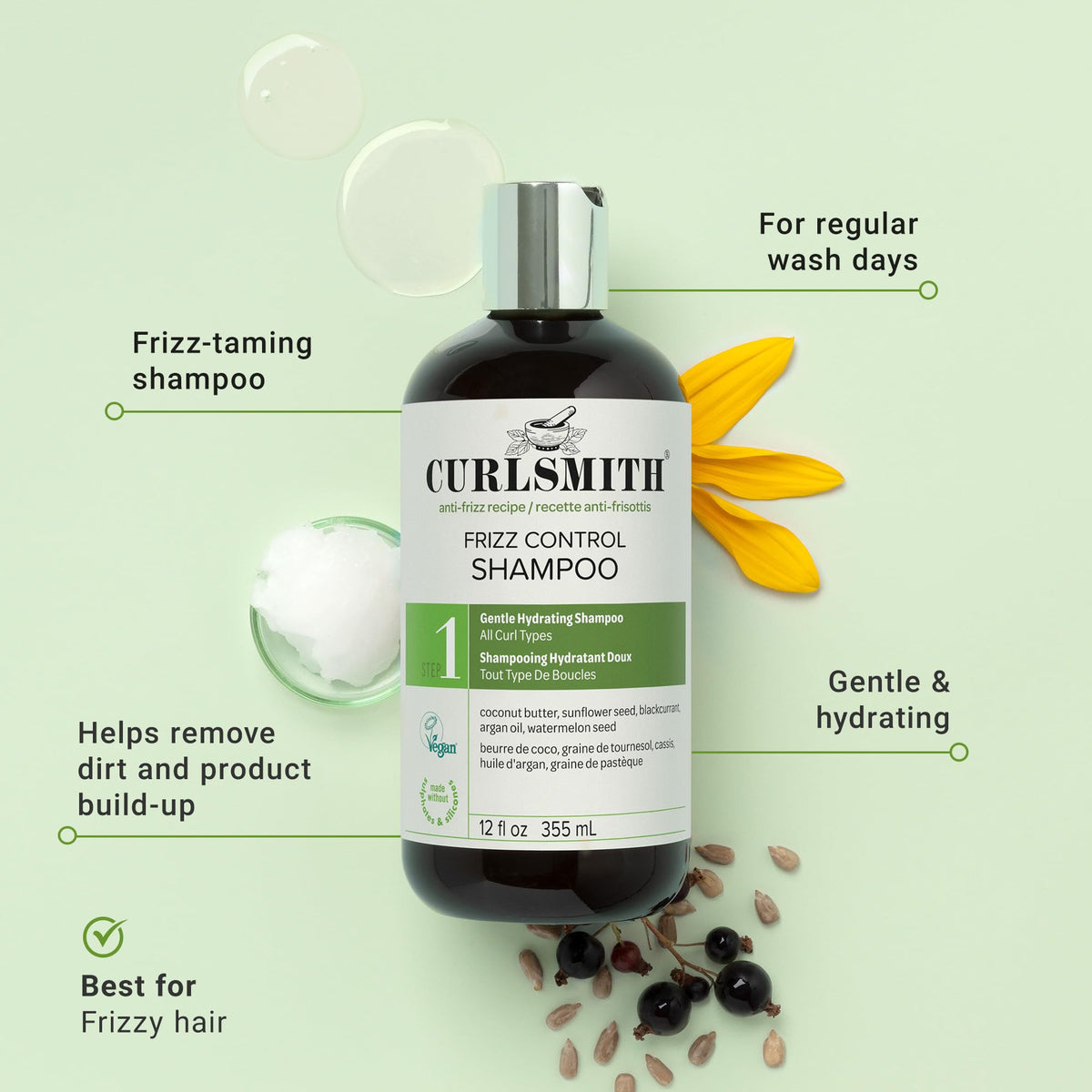 CURLSMITH creamy foam texture demonstrating gentle lather and hydrating feel