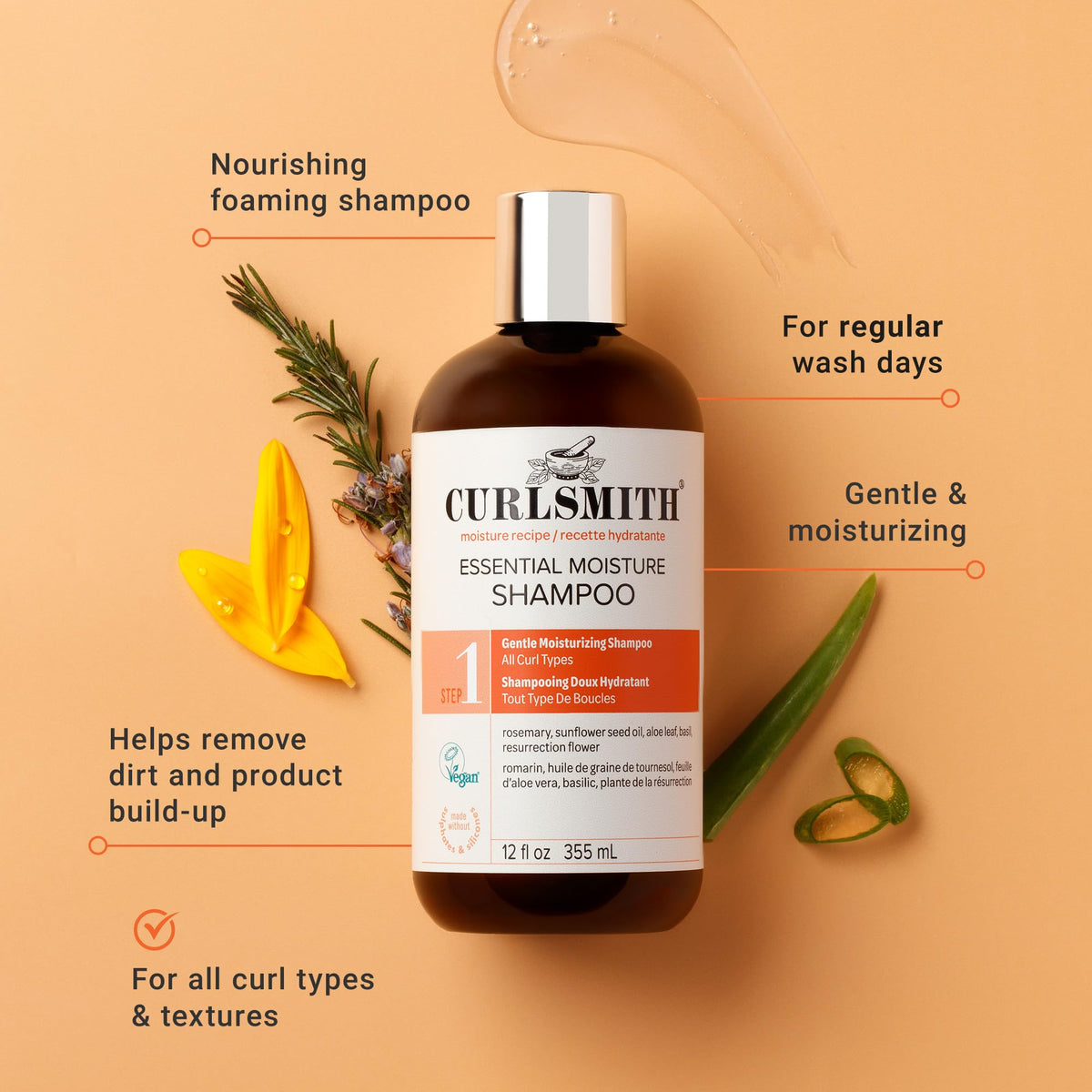 CURLSMITH creamy lather texture demonstrating gentle moisturizing foam