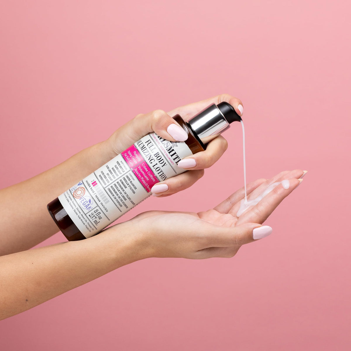 CURLSMITH lotion on hand showing lightweight texture and non-sticky feel