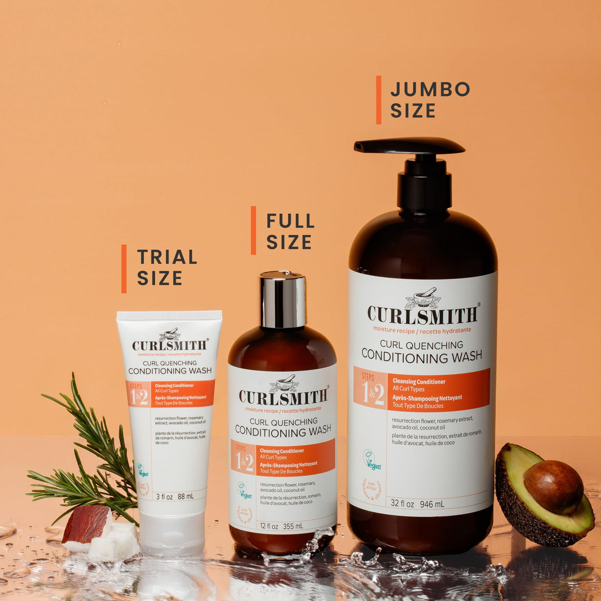 CURLSMITH paired with Essential Moisture Conditioner showing routine use