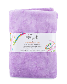 Curly Girl front view oversized towel showing fast absorbency benefit