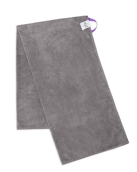 Curly Girl towel beside a hand showing size for full-length curl coverage and convenience