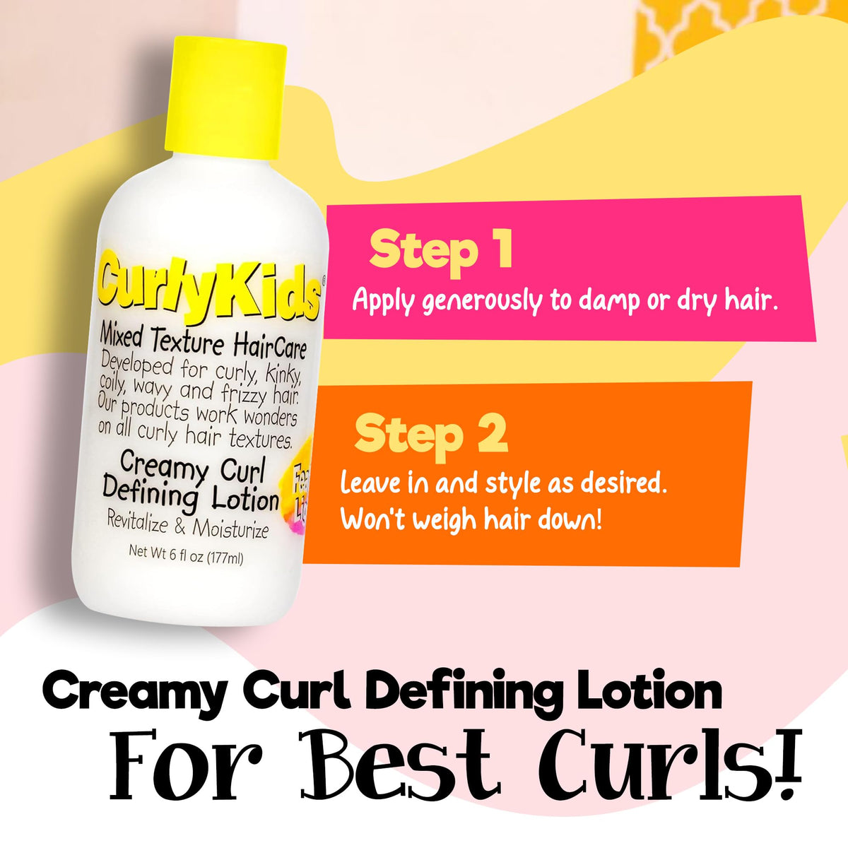 CurlyKids cap and dispenser detail showing easy controlled application