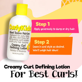 CurlyKids cap and dispenser detail showing easy controlled application