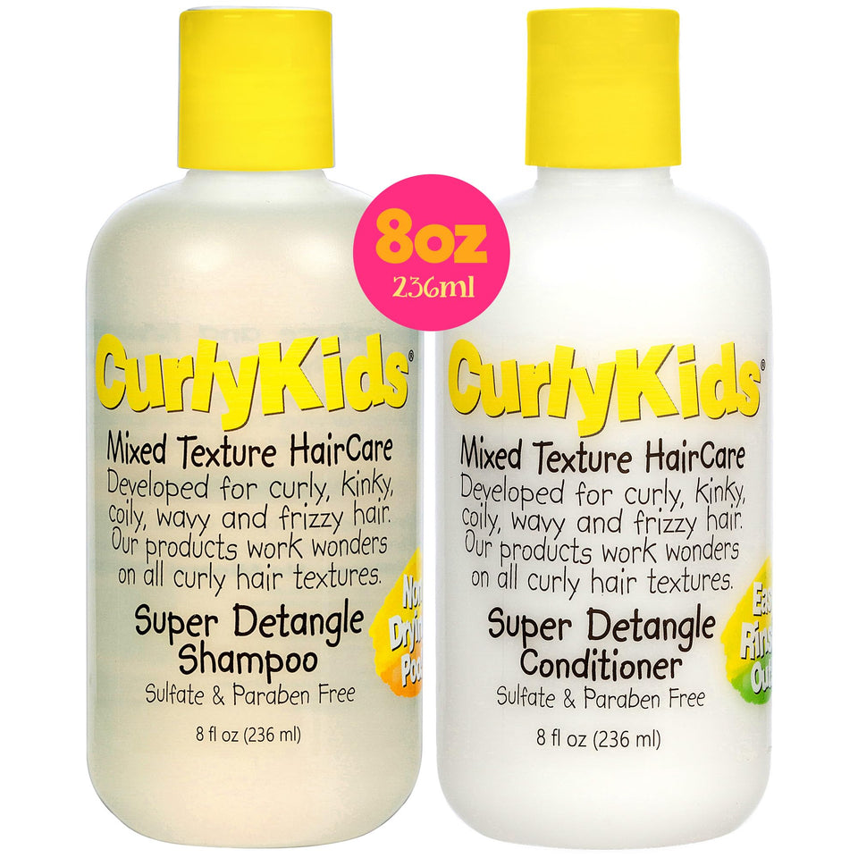 CurlyKids front packaging showing the shampoo and conditioner set for easy identification and hydration