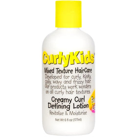 CurlyKids front packaging showing 6oz bottle and brand clarity benefit