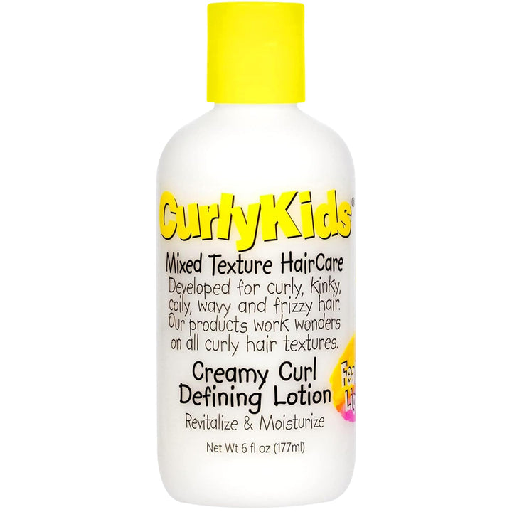 CurlyKids front packaging showing 6oz bottle and brand clarity benefit