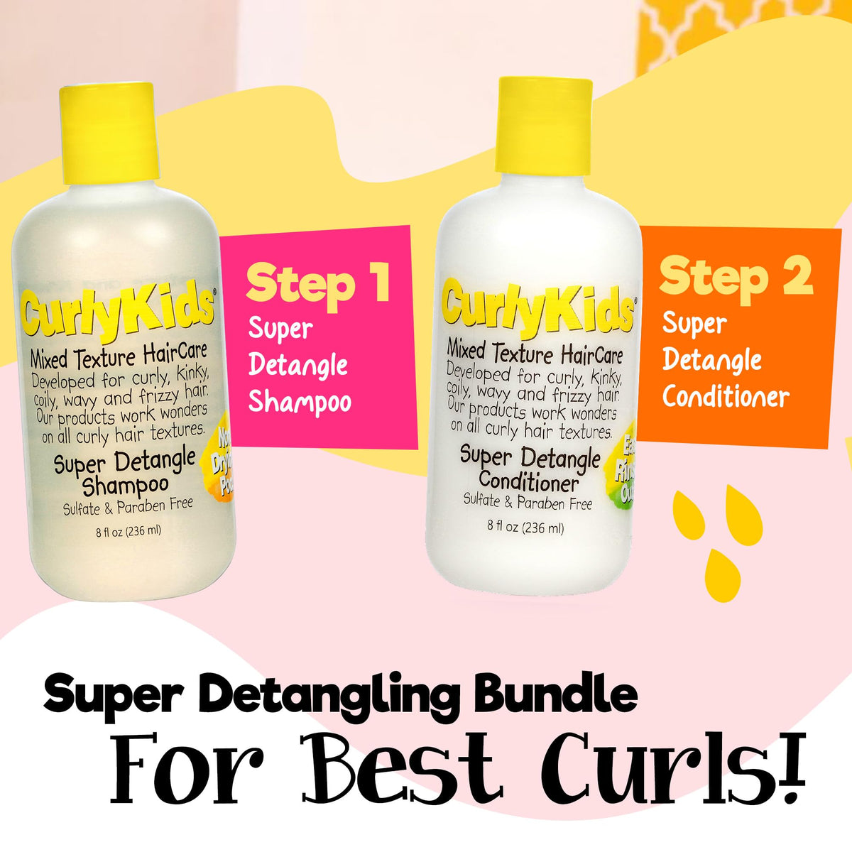 CurlyKids lifestyle bathroom routine with child smiling after wash for comfortable daily care