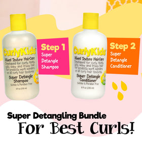 CurlyKids lifestyle bathroom routine with child smiling after wash for comfortable daily care