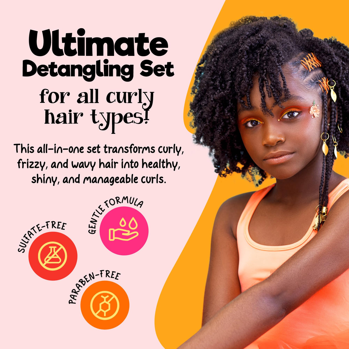 CurlyKids shampoo and conditioner pair highlighting gentle cleansing and softness