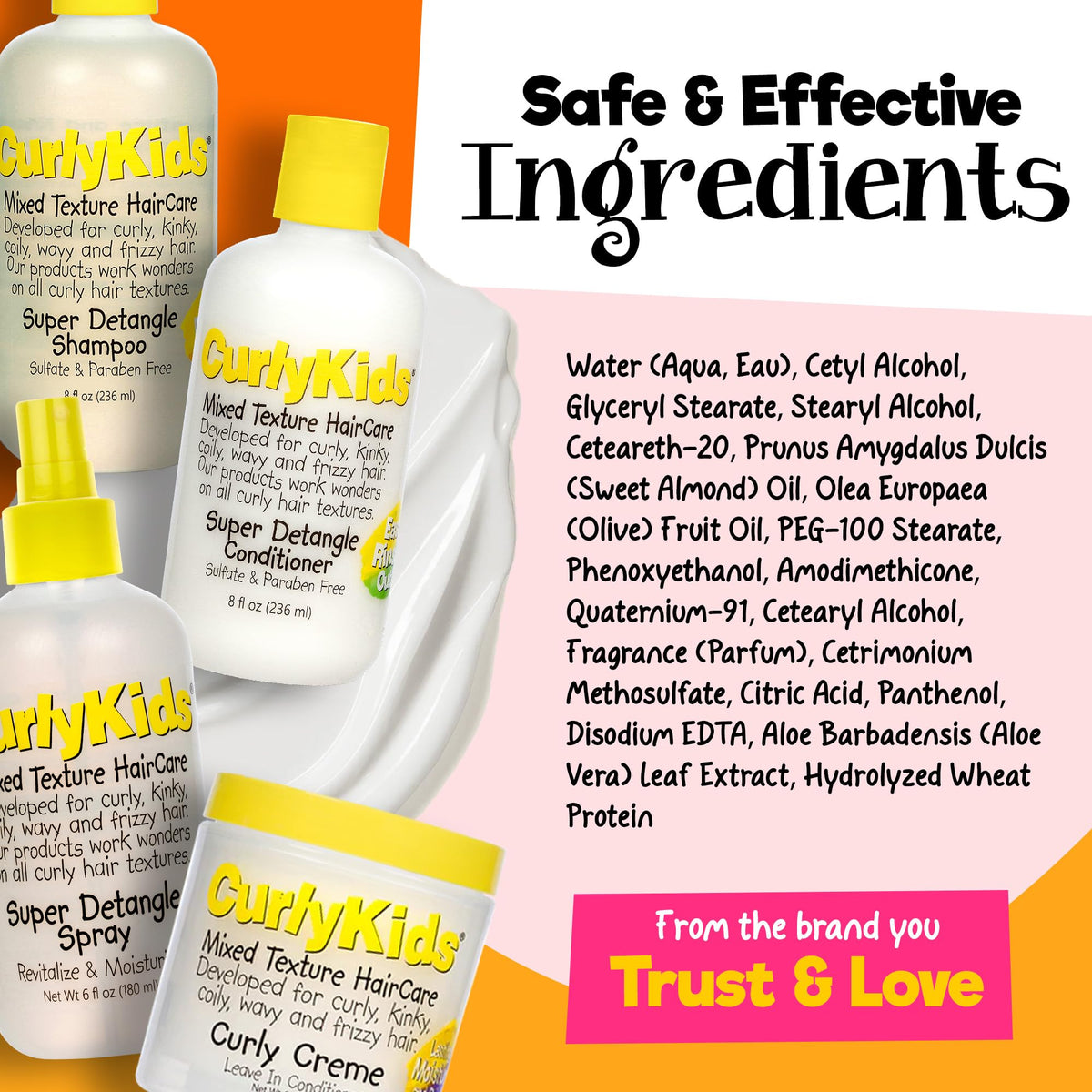 CurlyKids bottles beside ruler for size comparison and travel-friendly benefit