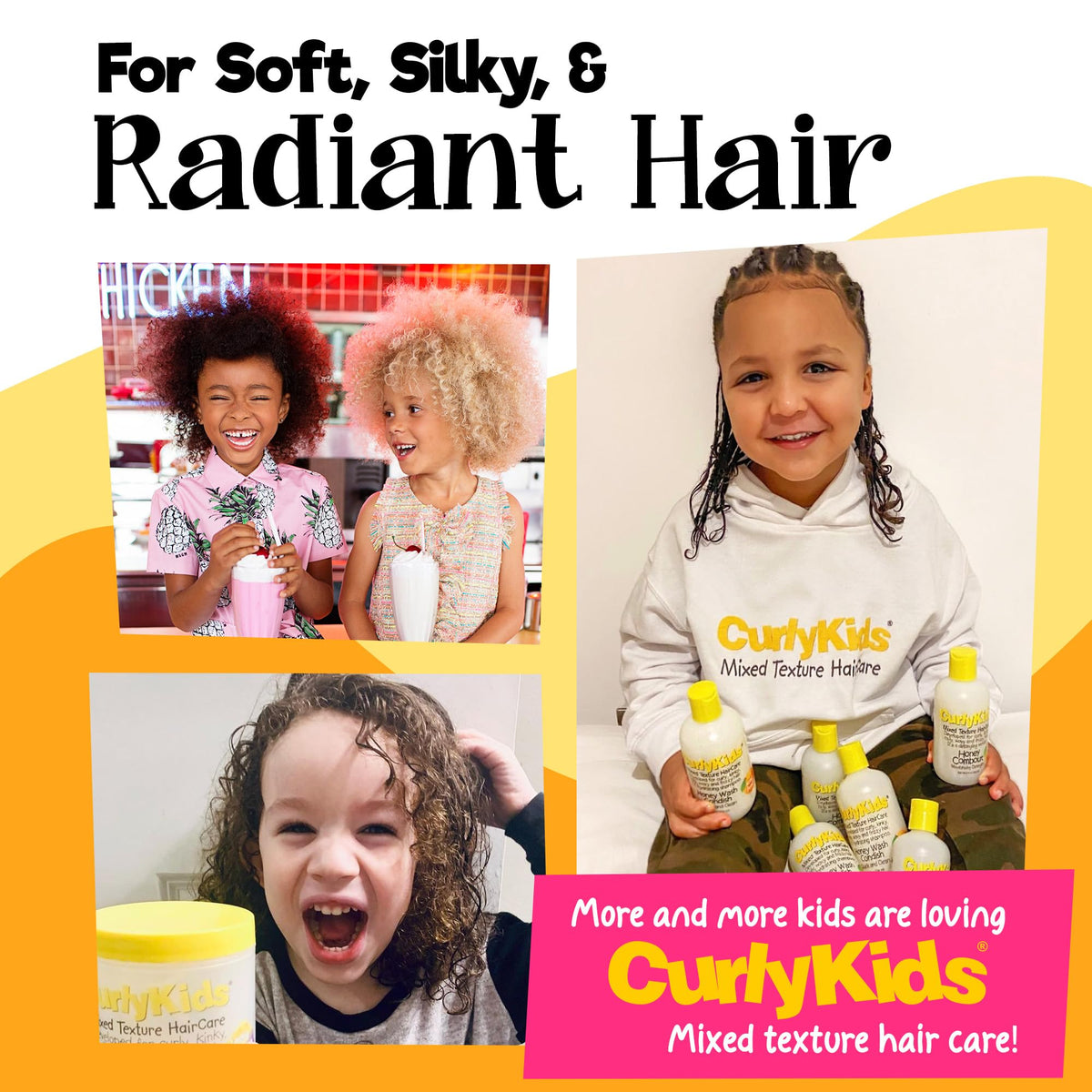 CurlyKids 8oz bottle held in hand to show size and convenient travel-friendly volume