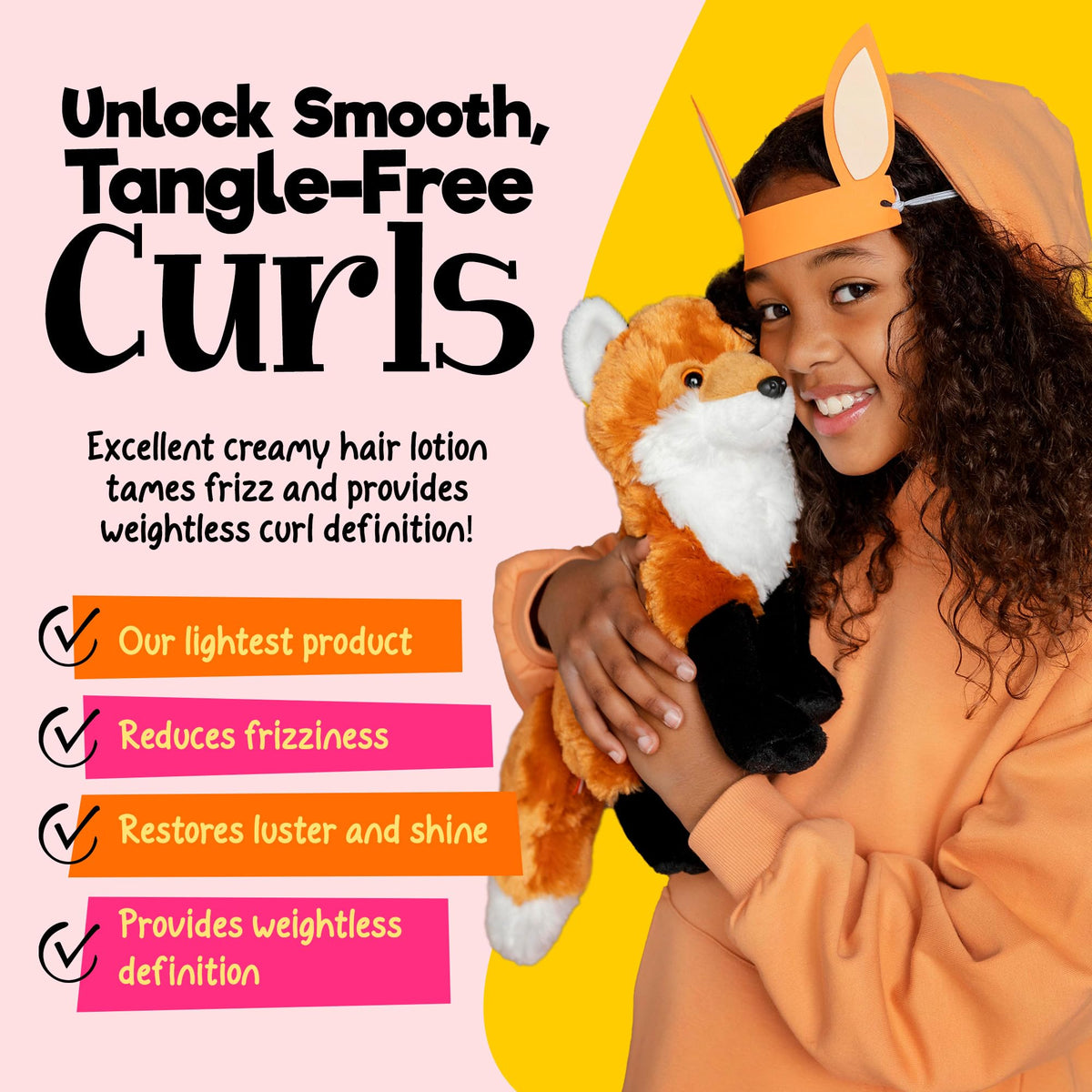 CurlyKids lotion texture close-up illustrating creamy lightweight feel