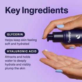 Curology body wash lather on skin demonstrating gentle cleansing and clarity