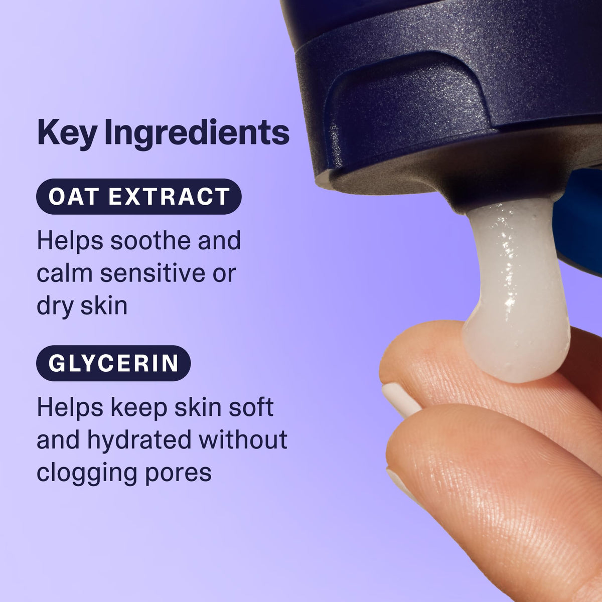 Curology cleanser texture close-up highlighting hydrating glycerin and smooth foam