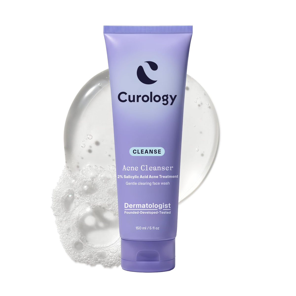 Curology face wash front packaging showing clean label and benefit
