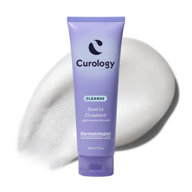 Curology gentle facial cleanser front label shows product and benefits