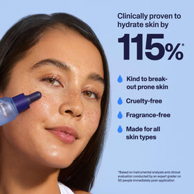 Curology serum being applied to cheek demonstrating easy absorption benefit