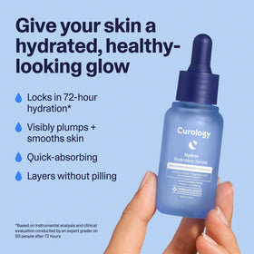 Curology serum texture drop on fingertip illustrating lightweight hydration