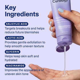 Curology gel lather in hand illustrating gentle cleansing benefit