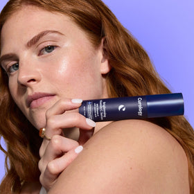Curology milky serum texture on fingertip highlighting fast absorption