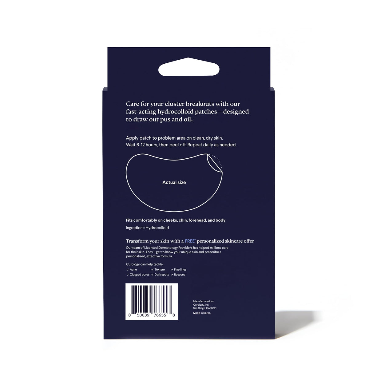 Curology packaging label close-up showing ingredient list and gentle formulation