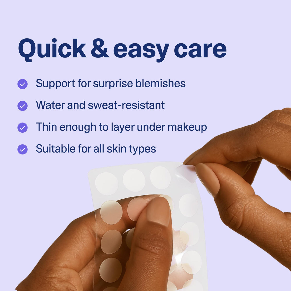 Curology pimple patch applied on cheek protecting and reducing picking