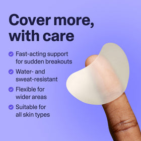 Curology patches on face lifestyle photo showing discreet coverage during day