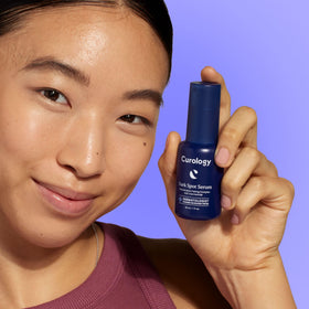 Curology serum texture droplet close-up, highlights lightweight absorbent feel