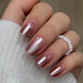 CurvLife close-up of glossy apricot gel finish highlighting handcrafted detail