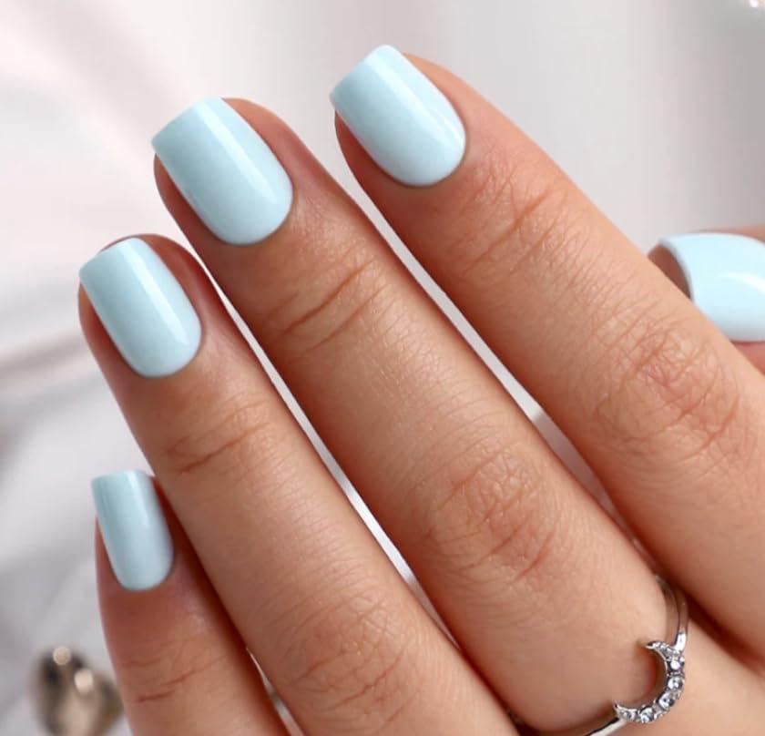 CurvLife front view of apricot Ice Bloom nails showing glossy finish and full kit benefits