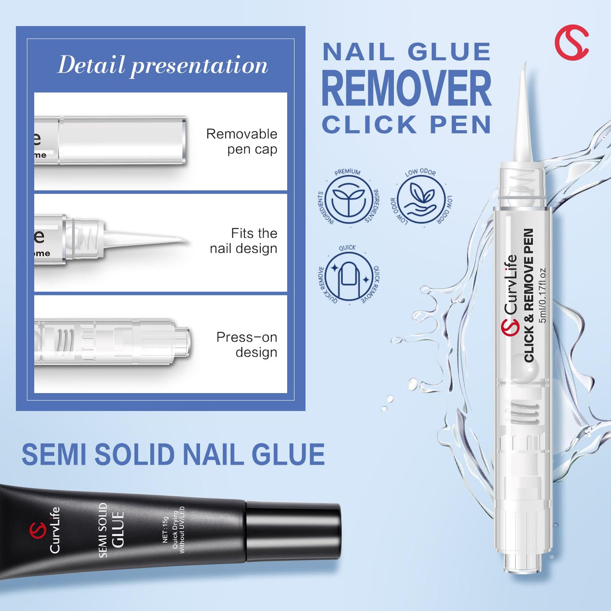 CurvLife Click&Remove pen tip detail showing precise remover control benefit