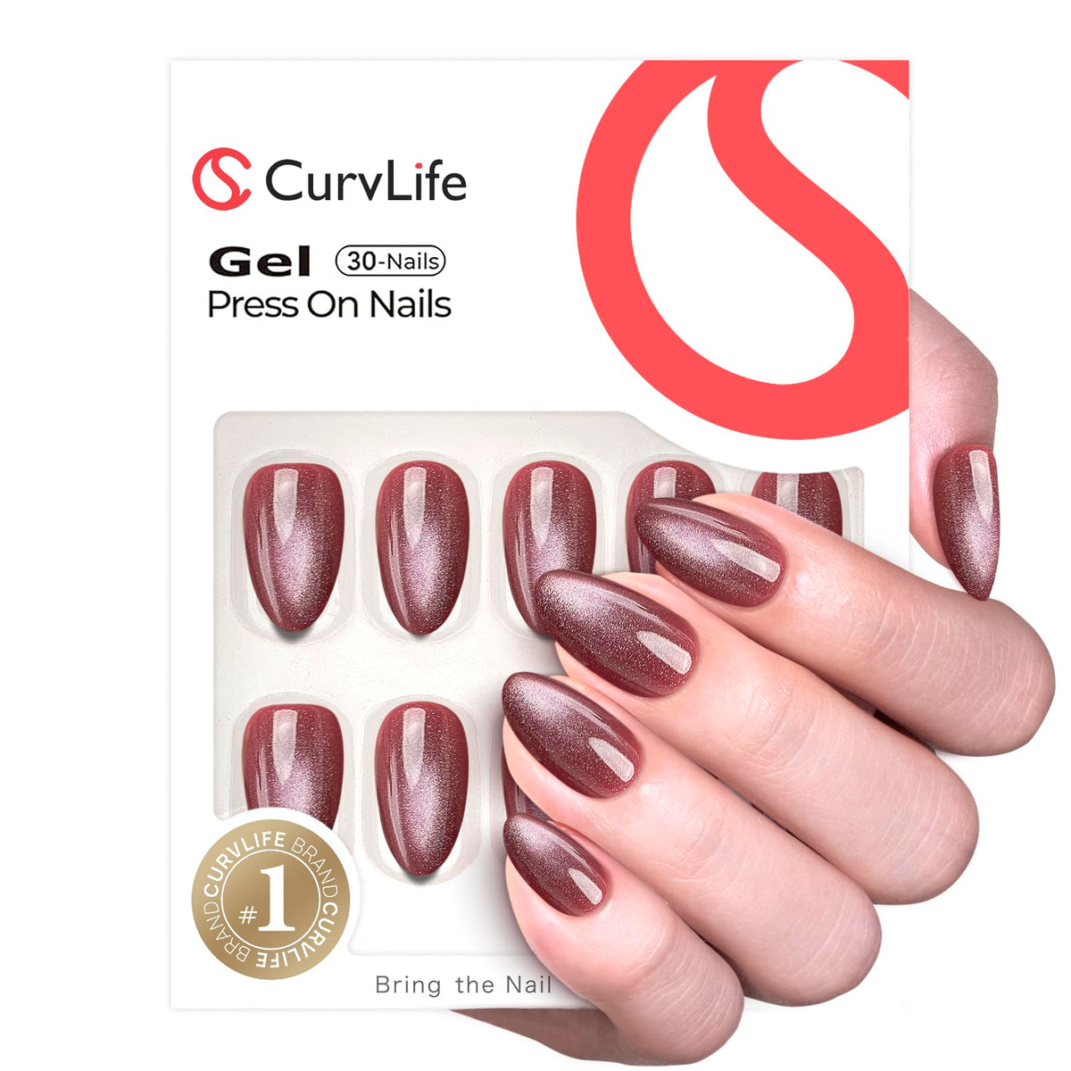 CurvLife close-up of apricot cat-eye detail highlighting gel polish depth