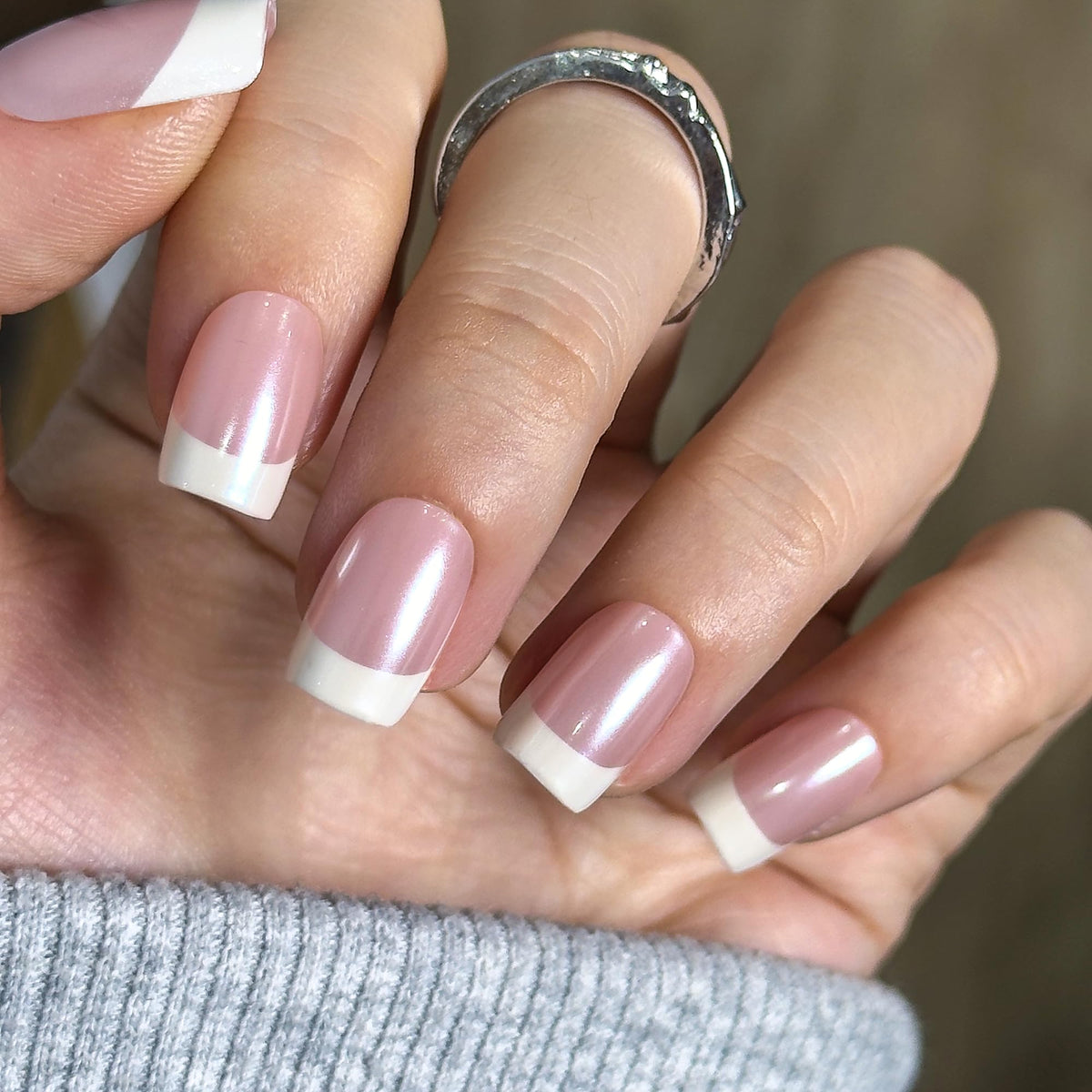 CurvLife close-up of French tip detail highlighting handmade gel precision