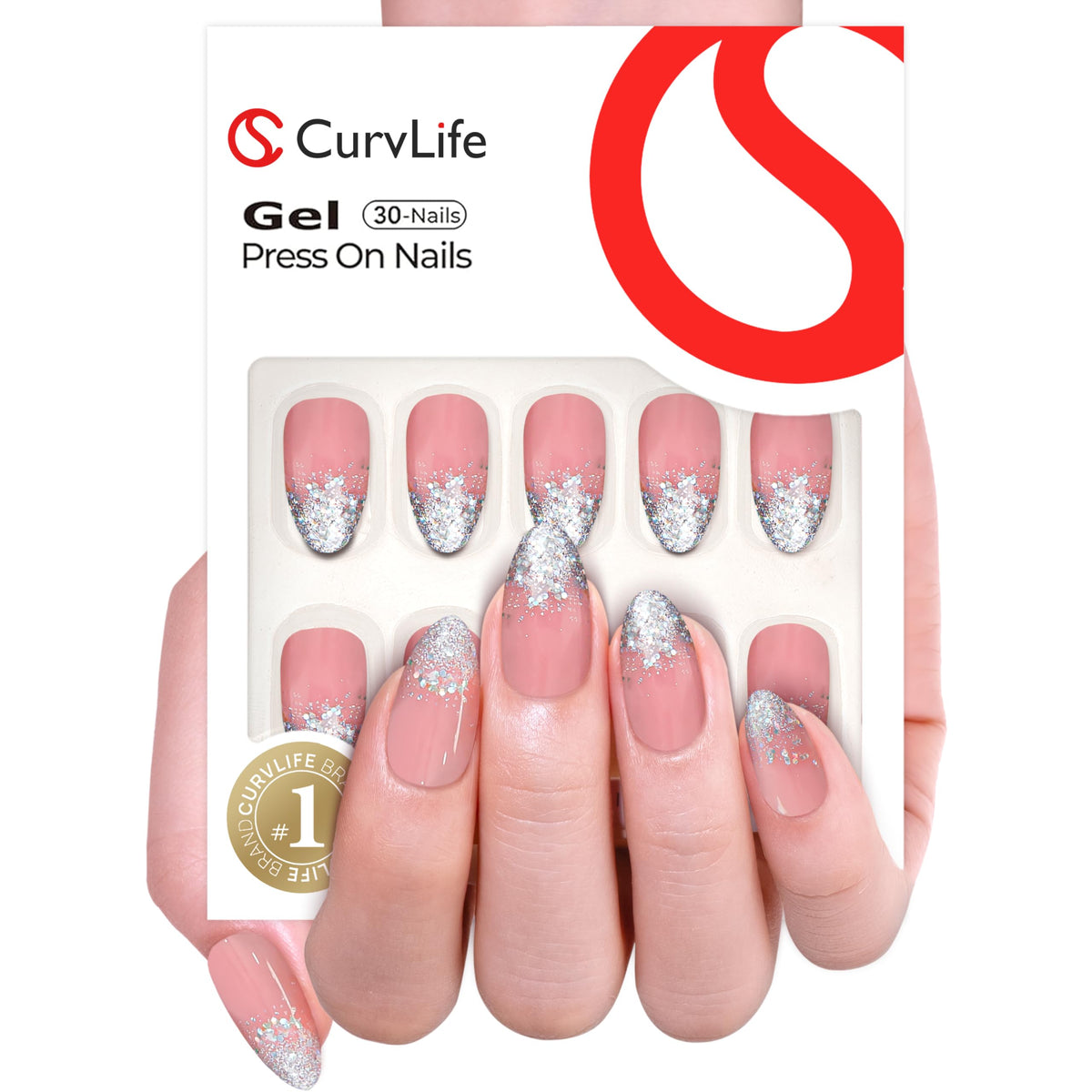 CurvLife close-up glitter detail highlighting sparkling accents and salon finish