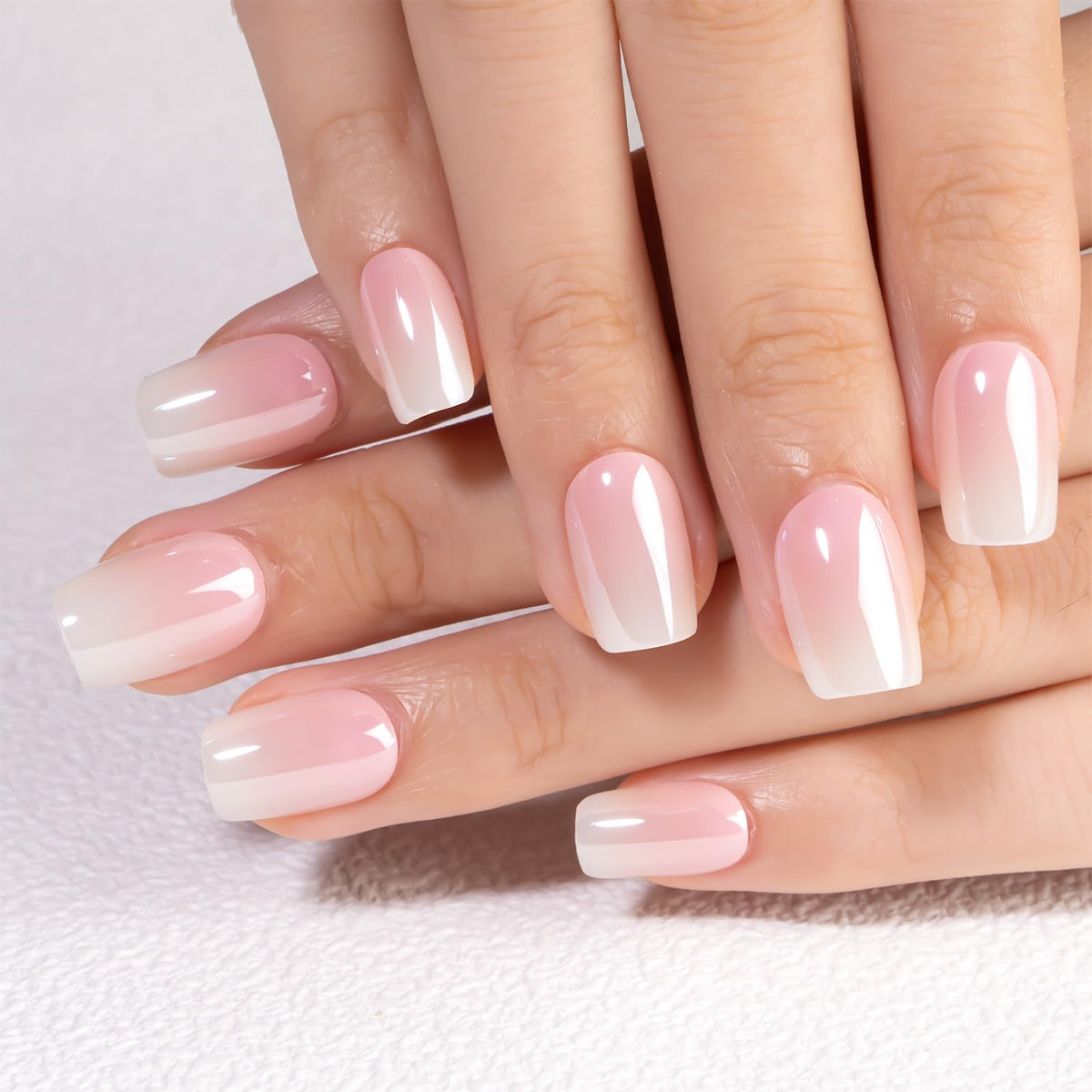 CurvLife close-up of gradient pink apricot finish highlighting handmade gel shine and depth