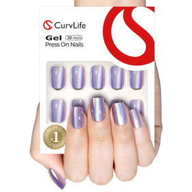 CurvLife close-up purple chrome cat eye shimmer highlighting reflective effect