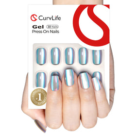 CurvLife close-up showing chrome cat eye polish texture and glossy finish benefit