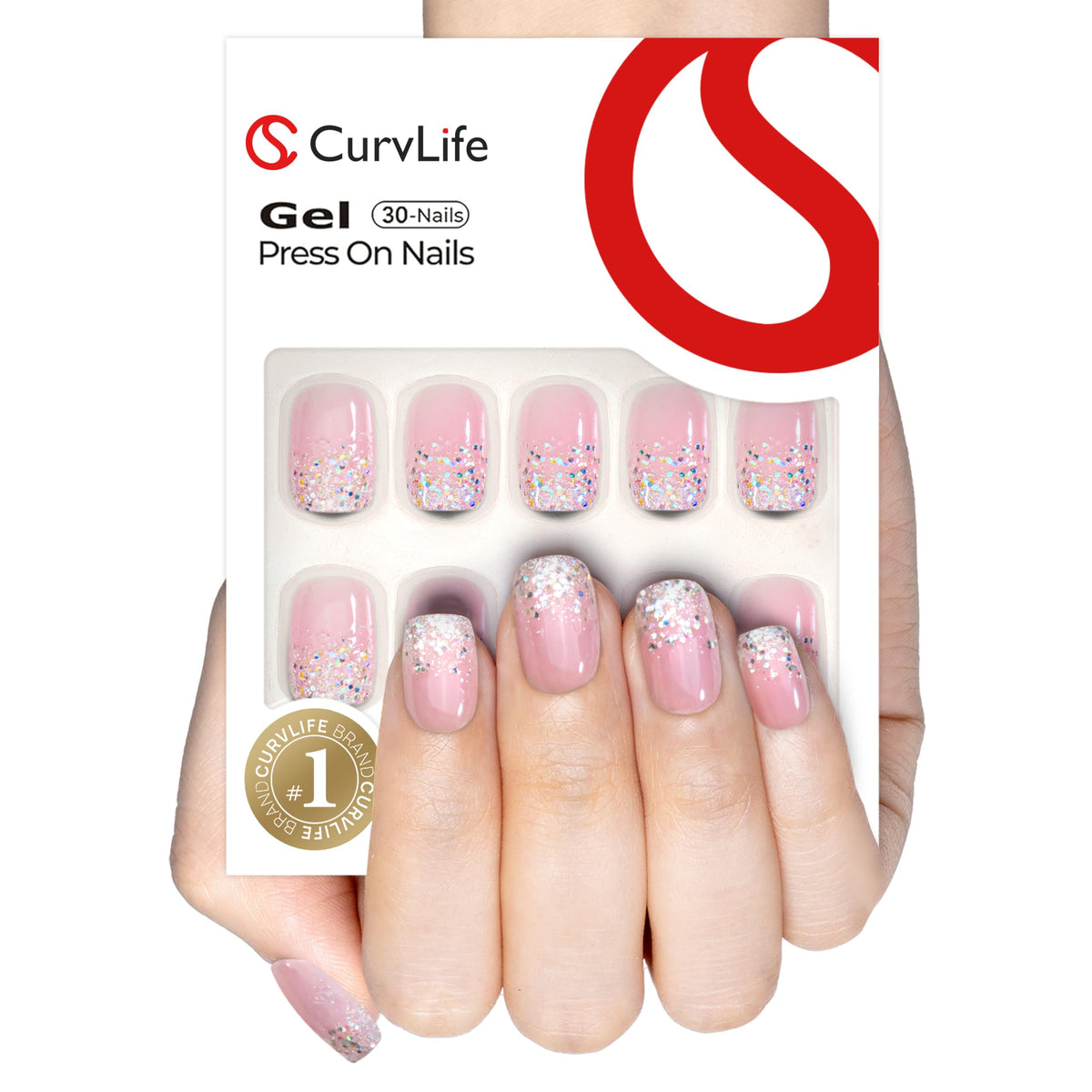 CurvLife close-up of shining French tip detail for salon finish