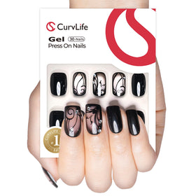 CurvLife close-up of rhinestone swirl detail and glossy finish for elegant shine