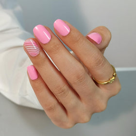 CurvLife close-up of pink ripple hand-painted design with scratch-resistant benefit