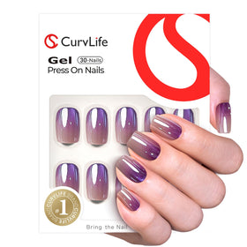 CurvLife close-up of soft gel texture and glossy topcoat for natural feel
