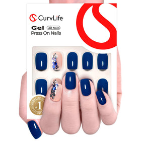 CurvLife deeping blue close-up of glossy gel-polish finish highlighting durable color and shine