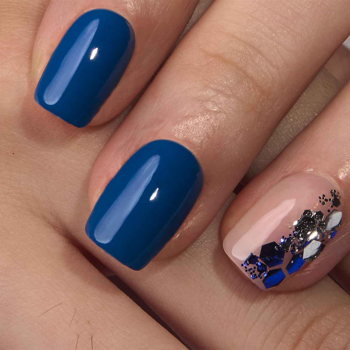 CurvLife deeping blue side profile showing flexible soft-gel acrylic bending for comfort