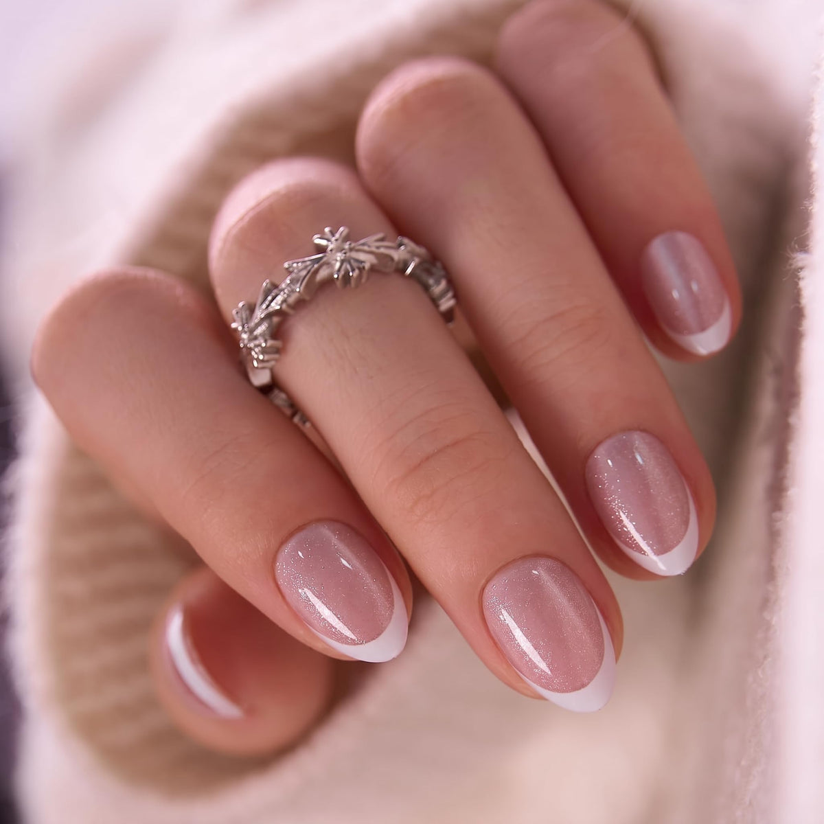 CurvLife front packaging showing French-tip almond nails and kit contents benefit quick selection