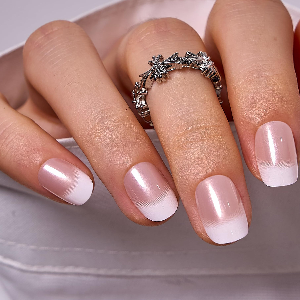 CurvLife front packaging showing apricot French glossy nails and benefits
